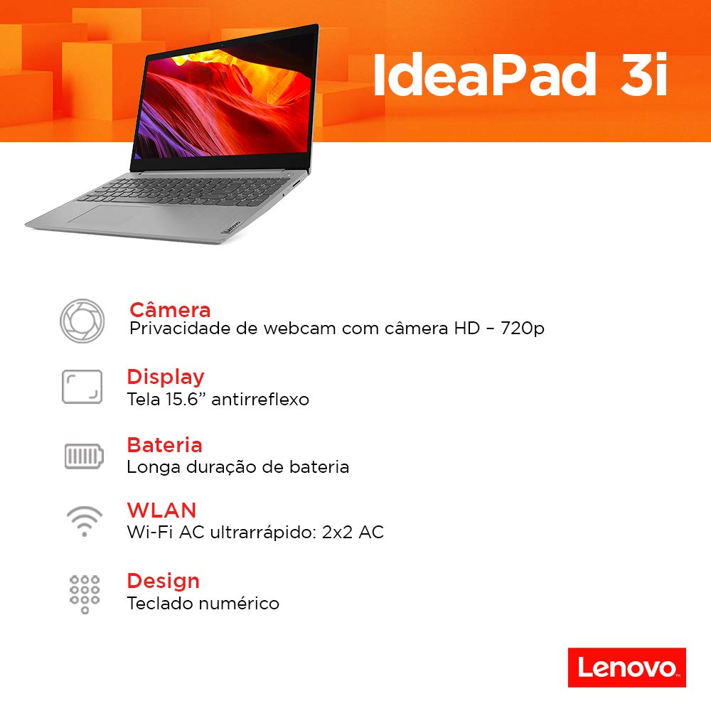 Notebook Lenovo IdeaPad 3i, Intel Core i3-10110U, 4GB RAM, 256 GB